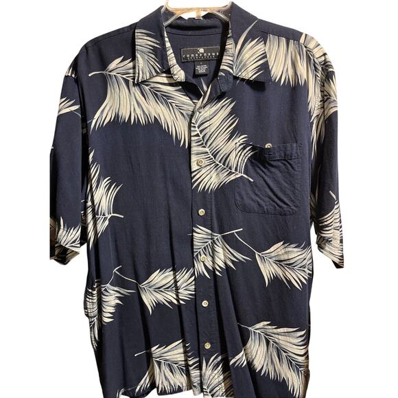 Vintage Consensus Sportswear Men’s Rayon Shirt Size L Blue Floral Hawaiian EUC - Picture 1 of 9